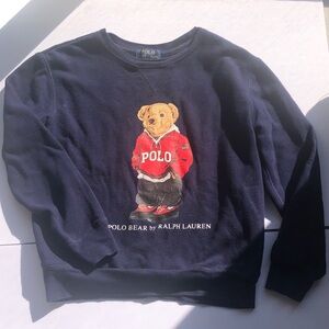 Polo by Ralph Lauren Navy Blue Crewneck Polo Bear Sweatshirt Kids Medium